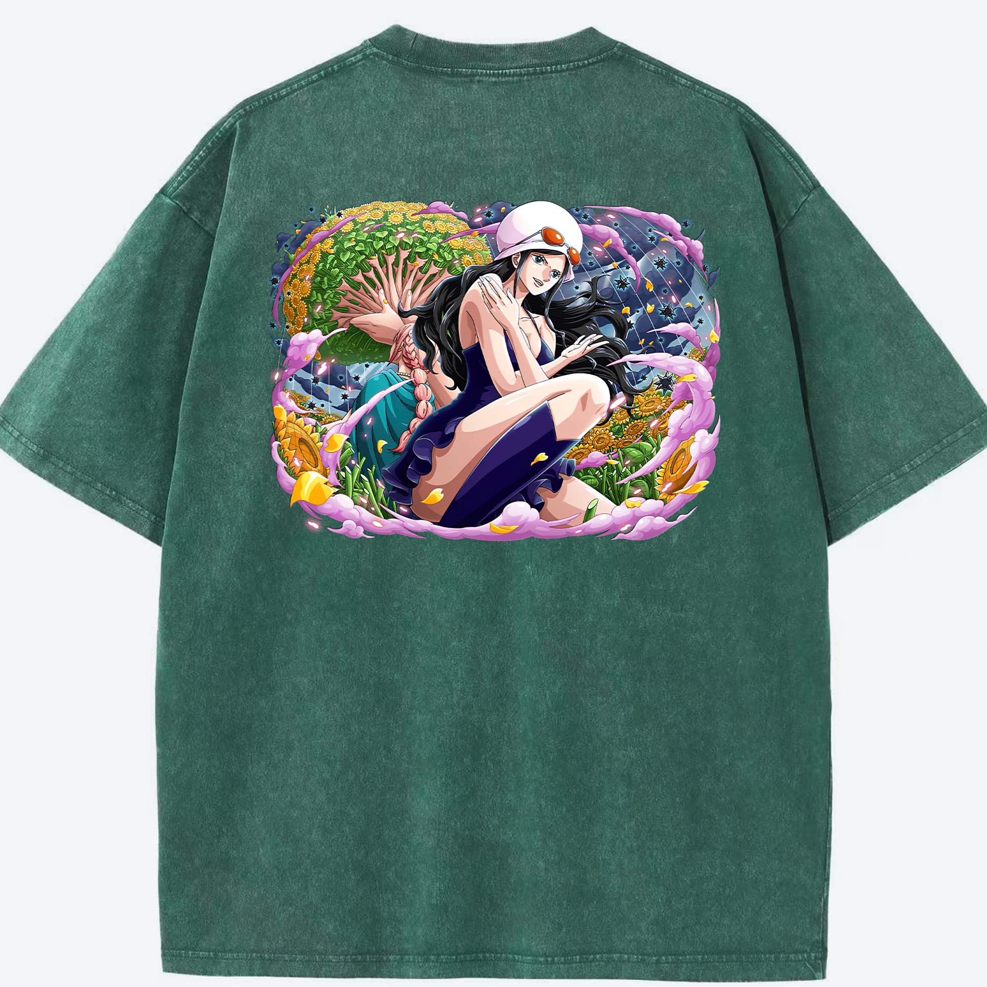 ワンピース ニコ・ロビン ONE PIECE Nico Robin 綿100% ヴィンテージ風 半袖Tシャツ（背面プリント）